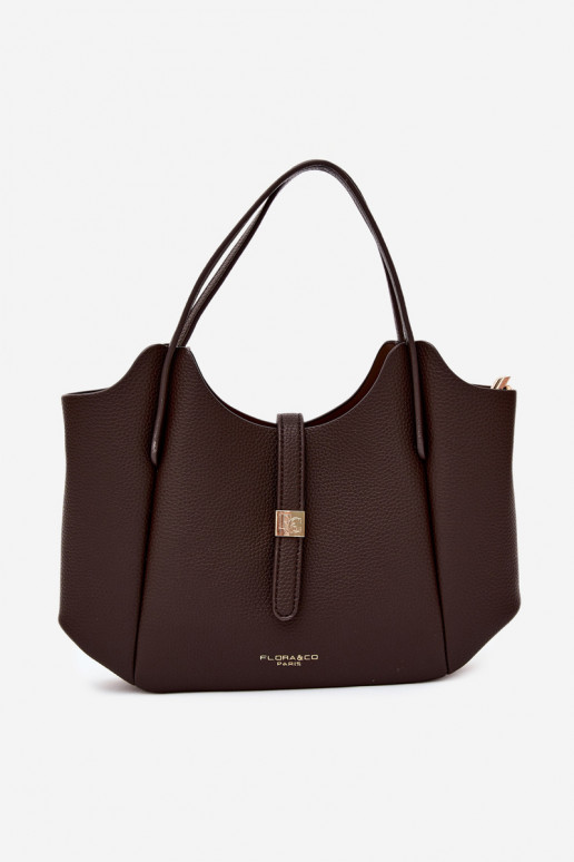 Chocolate faux leather handbag Toffee