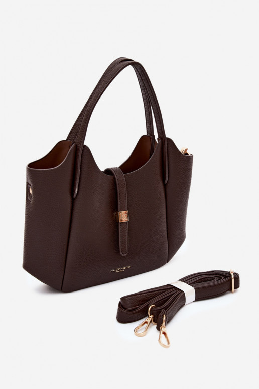 Chocolate faux leather handbag Toffee