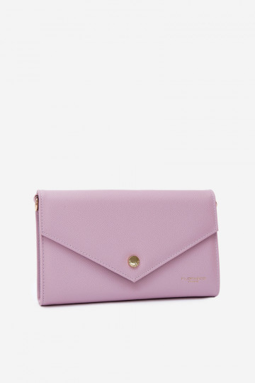 Purple envelope-style handbag-wallet with decorative ribbons Pauline