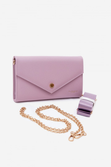Purple envelope-style handbag-wallet with decorative ribbons Pauline 2