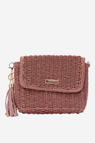 Small pink postman-style handbag with openwork elements Tamara