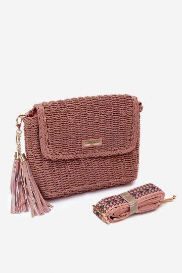 Small pink postman-style handbag with openwork elements Tamara 2