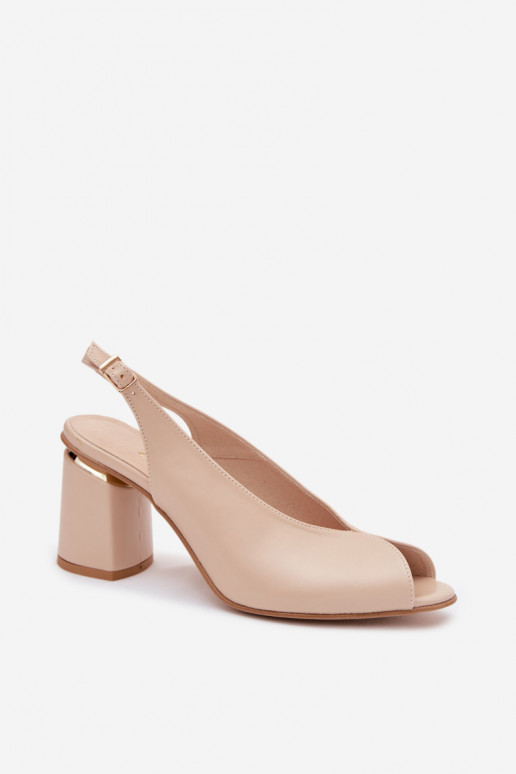 Elegant women's heeled sandals in sand color Zazoo 1085