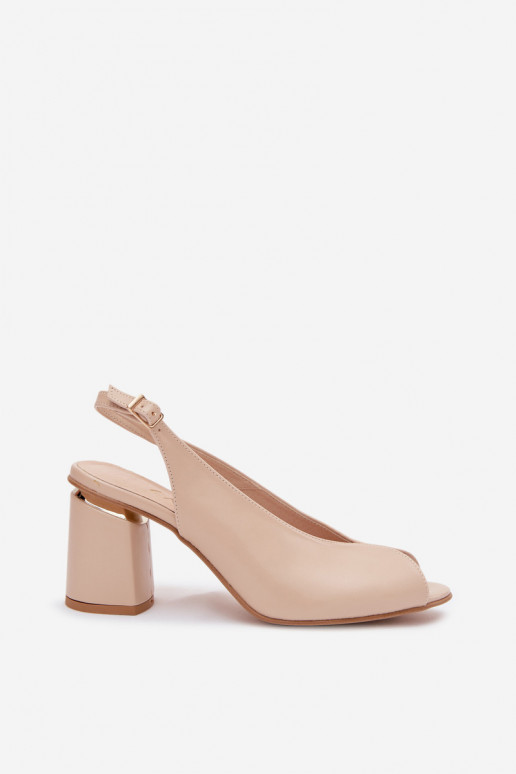 Elegant women's heeled sandals in sand color Zazoo 1085