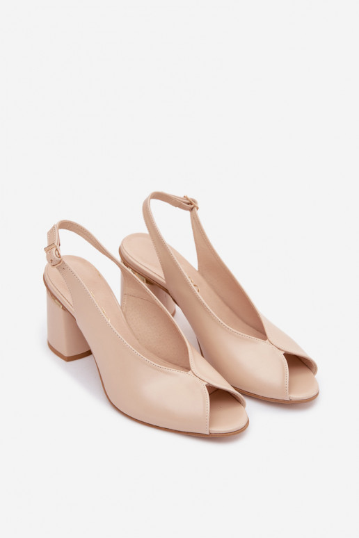 Elegant women's heeled sandals in sand color Zazoo 1085