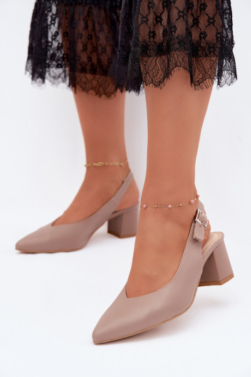 Pointed-toe heeled women's sandals in clay color Zazoo 1122 2
