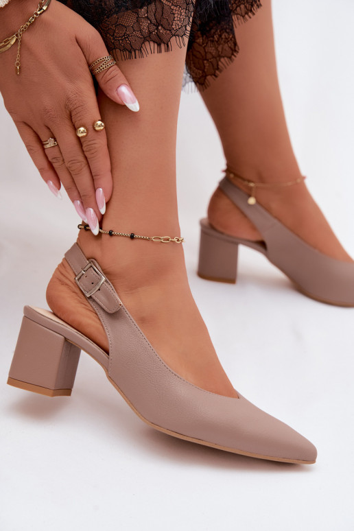 Pointed-toe heeled women's sandals in clay color Zazoo 1122