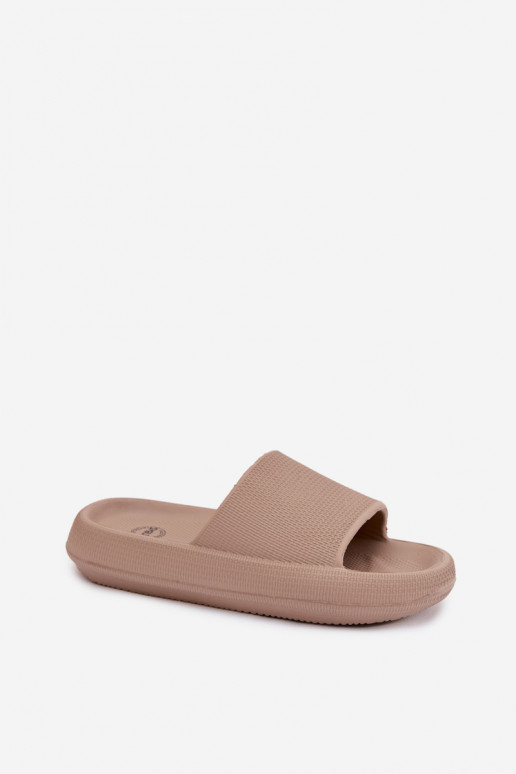 Women's lightweight foam slippers on thick sole in brown Querceria
