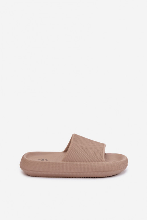 Women's lightweight foam slippers on thick sole in brown Querceria