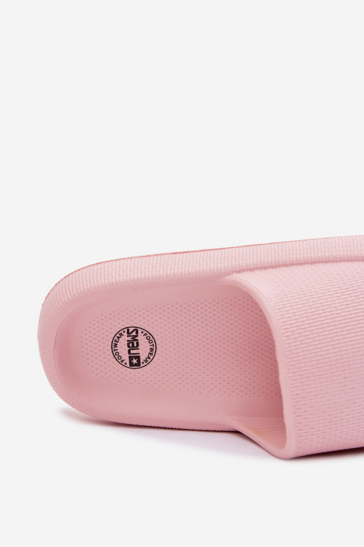 Women's lightweight foam slippers on thick sole in pink Querceria
