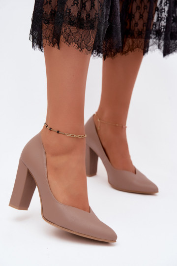 Clay colored heels with straps and pointed toes Zazoo 853 2