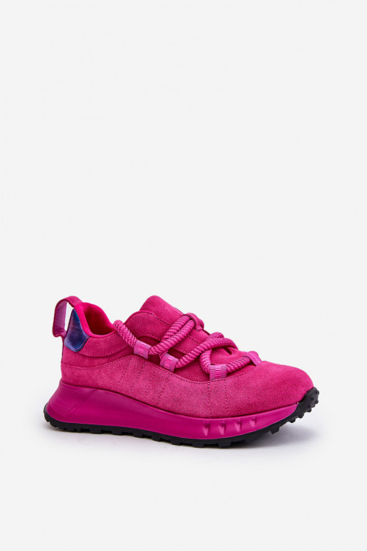 Pink faux suede sneakers with rugged lacing Artiker 54C1461