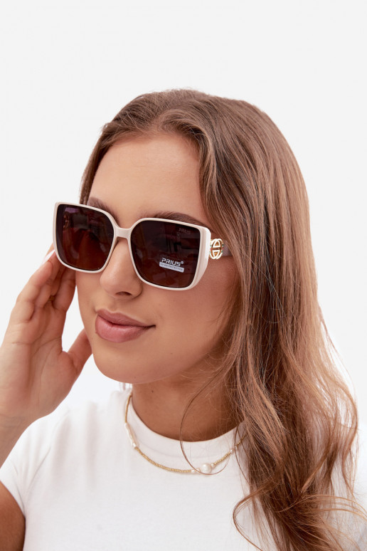 Sunglasses with decorative details in sand color