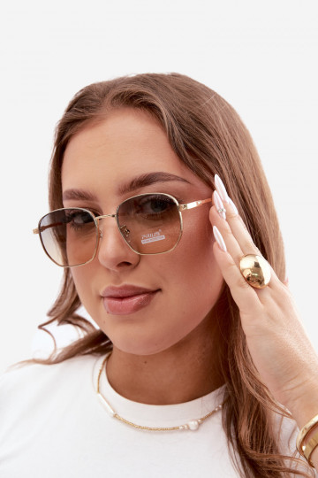 Sunglasses with thin frames UV 400 in yellow color