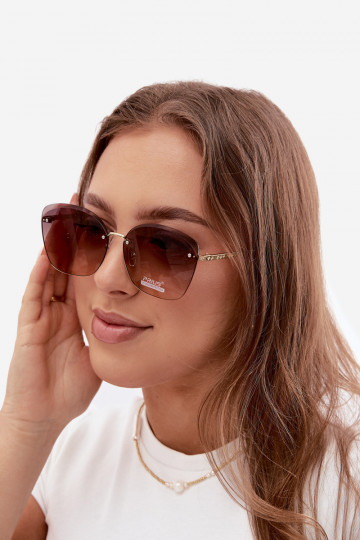 Frameless sunglasses with UV 400 filter in brown color