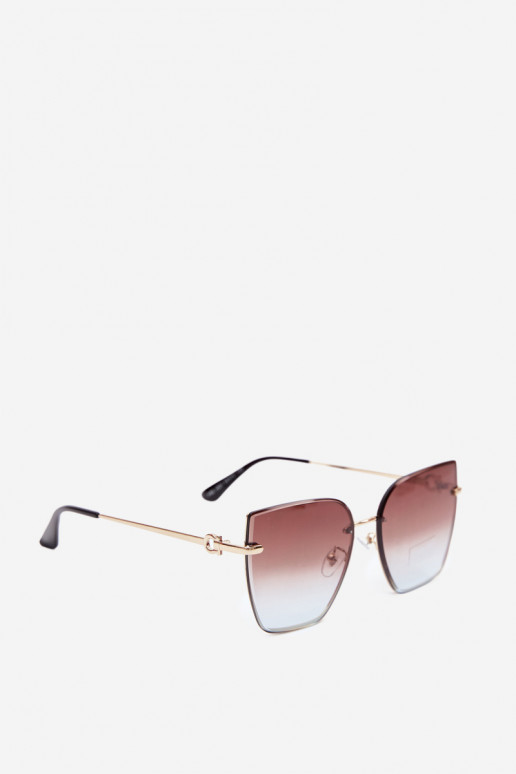 Rimless cat-eye sunglasses with UV 400 filter brown-blue