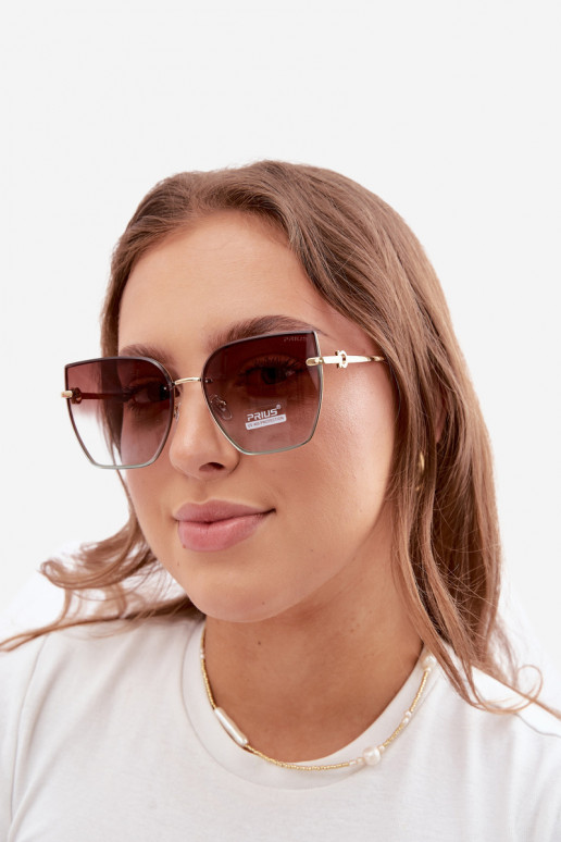Berėmiai katės akių tipo saulės akiniai su UV 400 filtru rudos-mėlynos spalvos
