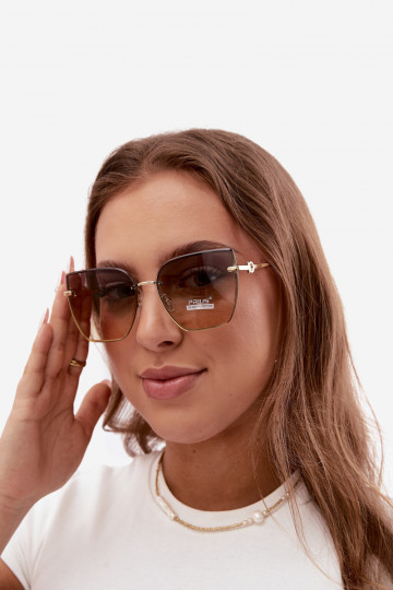 Rimless cat-eye sunglasses with UV 400 filter yellow