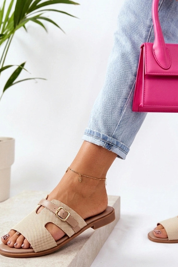 Sand-colored elegant women's clogs with cutouts Tabitha