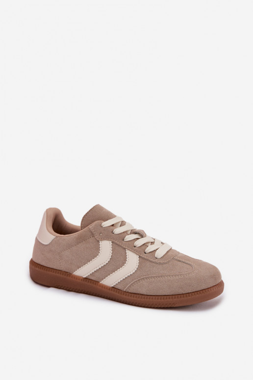 Beige women's sneakers in faux suede Jesavella