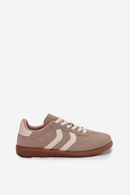 Beżowe sneakersy damskie z sztucznego zamszu Jesavella
