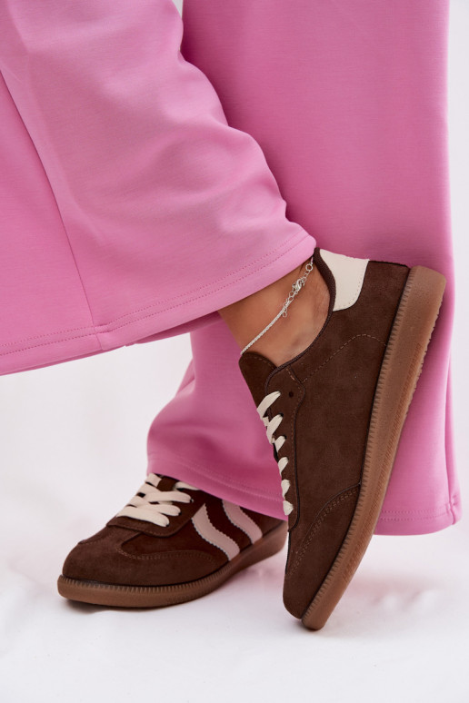 Chocolate women's sneakers in faux suede Jesavella