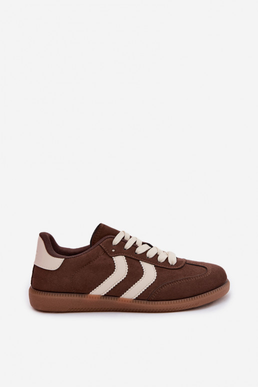 Czekoladowe sneakersy damskie z sztucznego zamszu Jesavella