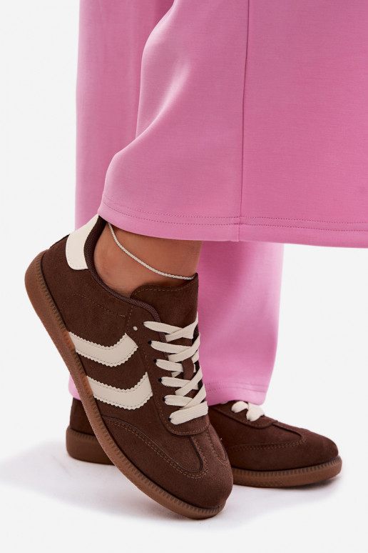 Czekoladowe sneakersy damskie z sztucznego zamszu Jesavella