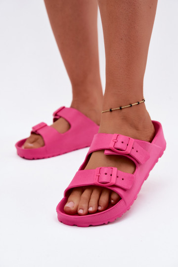 Pink women's lightweight clogs with buckles Calico 2
