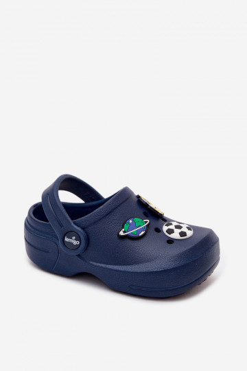 Dark blue boys' lightweight clogs with buckles LEMIGO COSMO