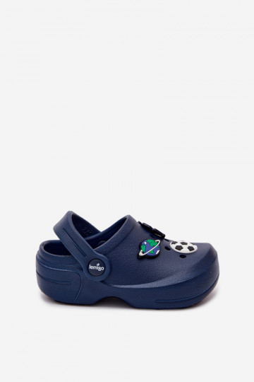 Dark blue boys' lightweight clogs with buckles LEMIGO COSMO 2