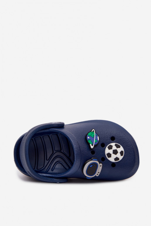 Dark blue boys' lightweight clogs with buckles LEMIGO COSMO