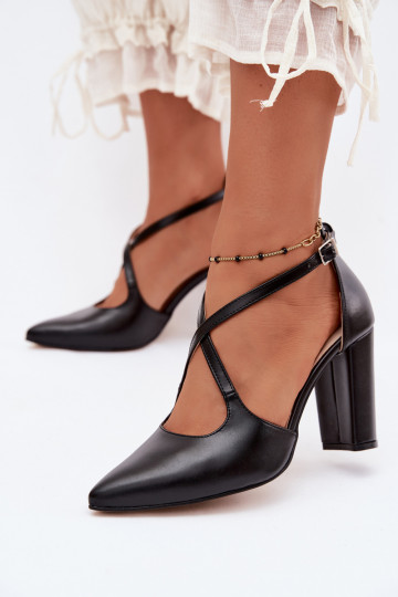 Black shoes with heels and straps Zazoo 1053 2