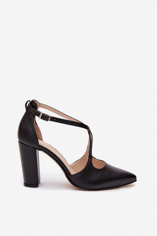 Black shoes with heels and straps Zazoo 1053