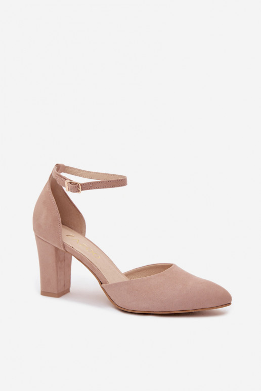 Sand shoes in sand color with heels and straps with pointed toe Zazoo 823
