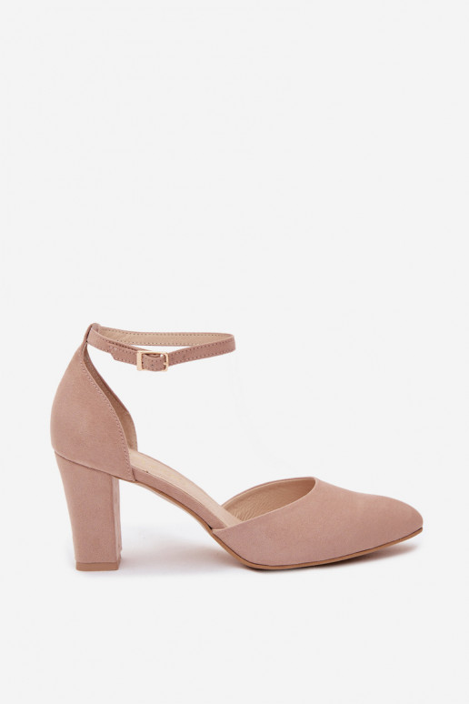Sand shoes in sand color with heels and straps with pointed toe Zazoo 823