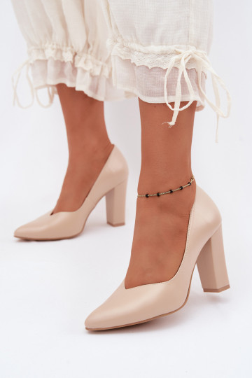 Sand shoes in sand color with pointed toe Zazoo 853 2