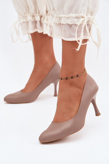 Clay colored high heels made of faux leather Zazoo 1070 2