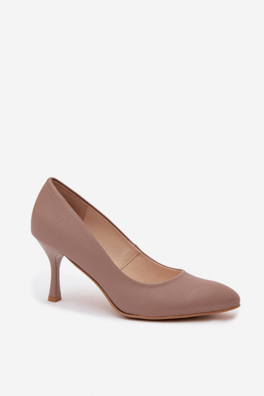 Clay colored high heels made of faux leather Zazoo 1070