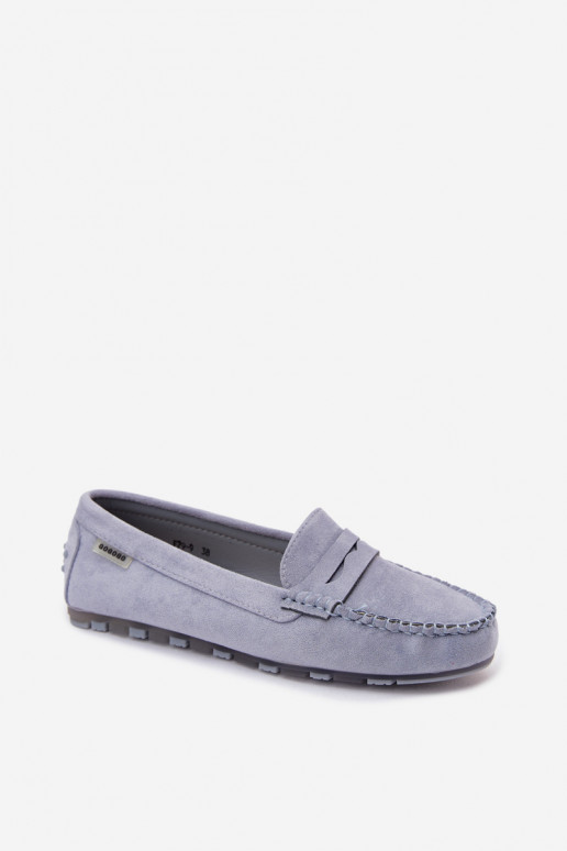 Blue faux suede flat moccasins Galadriel