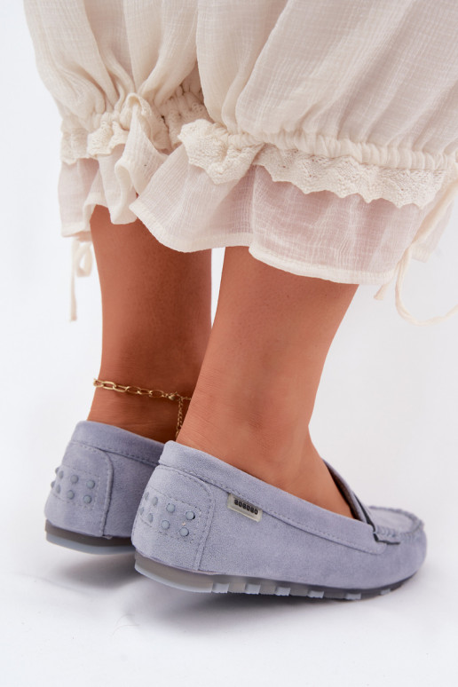 Blue faux suede flat moccasins Galadriel