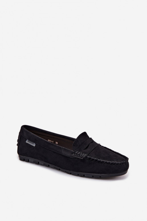 Black faux suede flat moccasins Galadriel