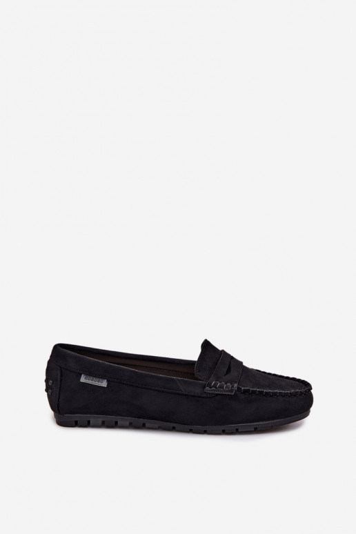 Black faux suede flat moccasins Galadriel