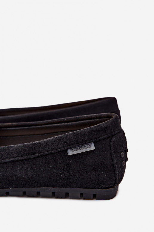 Black faux suede flat moccasins Galadriel