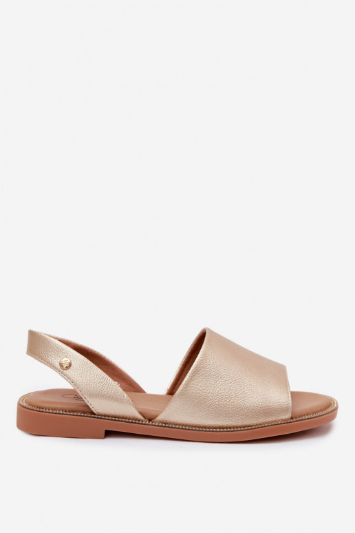 Gold colored sandals with wide heels Pollyanna
