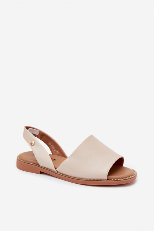 Sand colored sandals with wide heels Pollyanna
