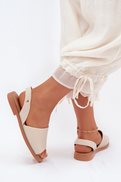 Sand colored sandals with wide heels Pollyanna