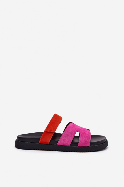 Women's slippers with a sticky closure Vinceza 17401 in pink