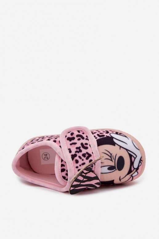 Vaikiškos šlepetės su lipniais užsegimais MINNIE MOUSE rožinės spalvos