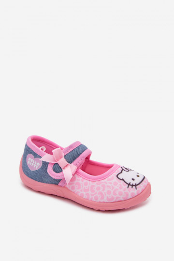 Children's slippers with Velcro HELLO KITTY pink